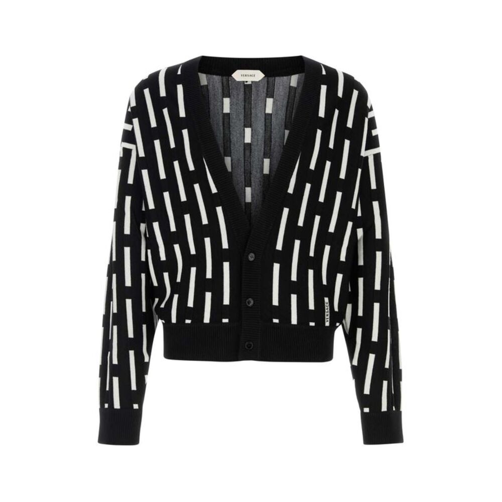 Versace Men Embroidered Wool Cardigan